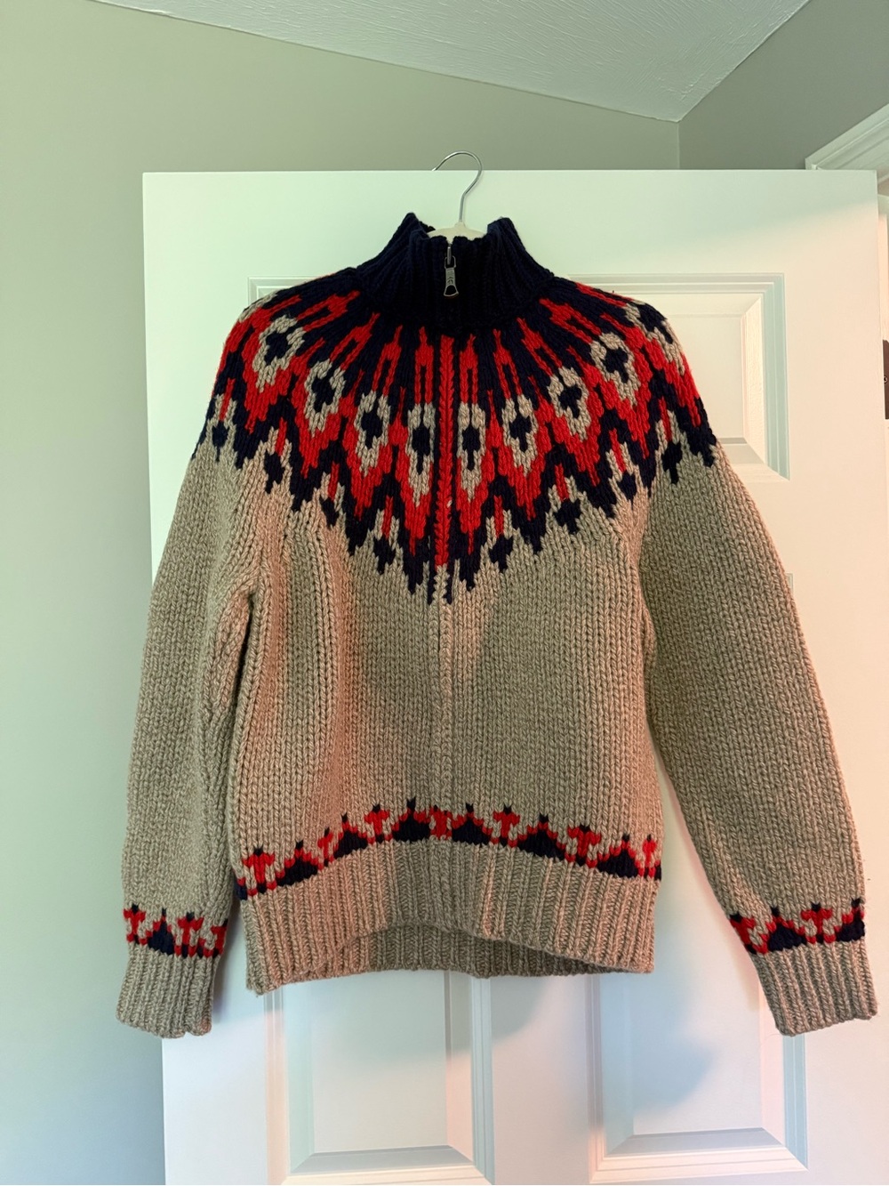Brooks Brothers Wool Fair Isle Zip-Up Sweater